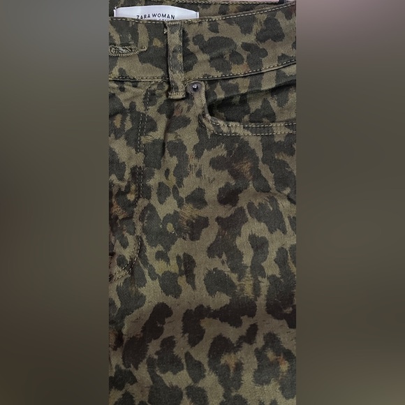 A comfortable pair of pants, "In olive green with black (leopard) spots." - Picture 3 of 3
